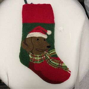 C&F Home Hooked Needlepoint Christmas Stocking Wiener Dog Dachshund NWT